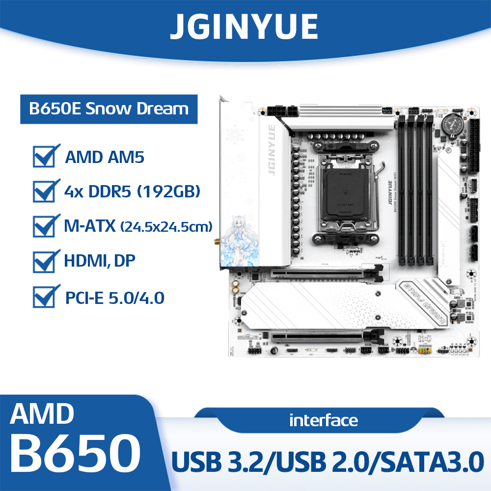 Am5 Micro Atx Pcie 5.0 Motherboard - Jginyue B650E Snow Dream Motherboard Socket