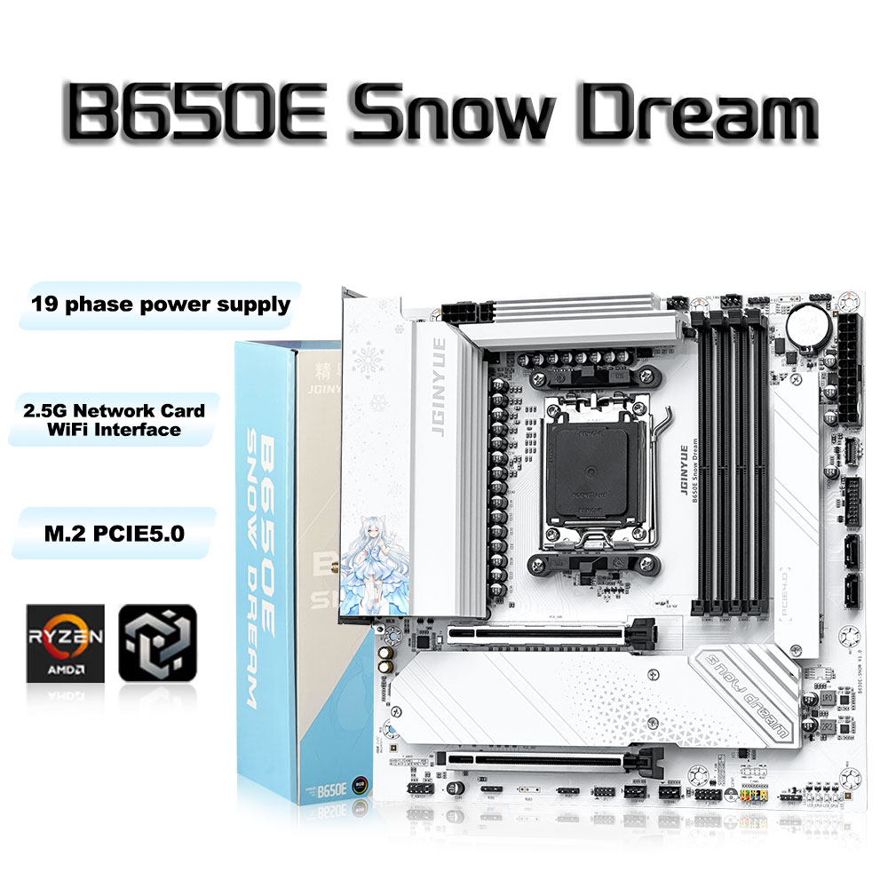 Am5 Micro Atx Pcie 5.0 Motherboard - JGINYUE B650E Snow Dream AM5 MATX