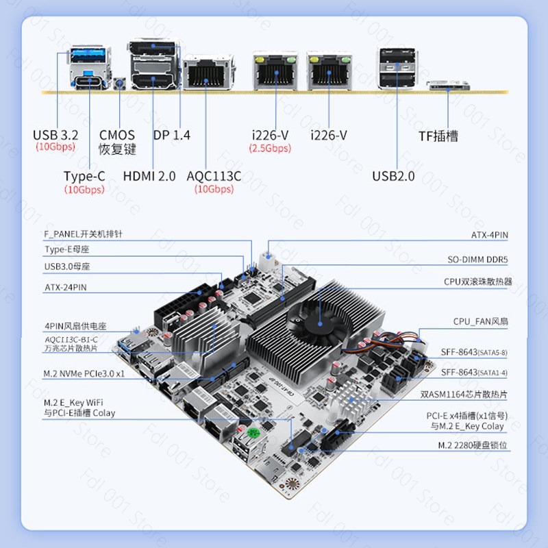 N150 8 Bay 10GbE NAS Motherboa - đánh giá và giá Mini Itx Dual 2.5G Nas Motherboard