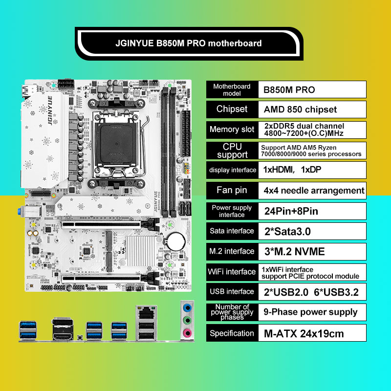 JGINYUE B850M PRO Motherboard  - đánh giá và giá Am5 Micro Atx Pcie 5.0 Motherboard