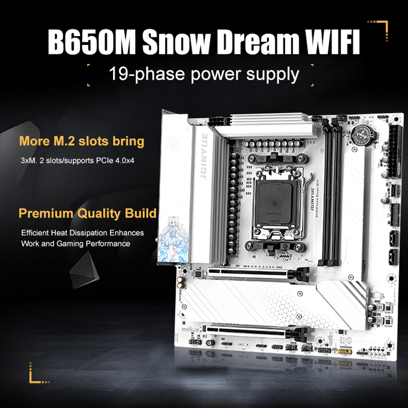JGINYUE B650M Snow Dream WIFI  - đánh giá và giá Am5 Micro Atx Pcie 5.0 Motherboard